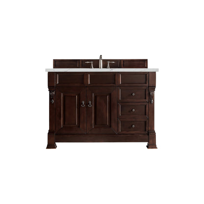 James Martin Vanities Brookfield 48" Burnished Mahogany Single Vanity With 3cm Ethereal Noctis Quartz Top