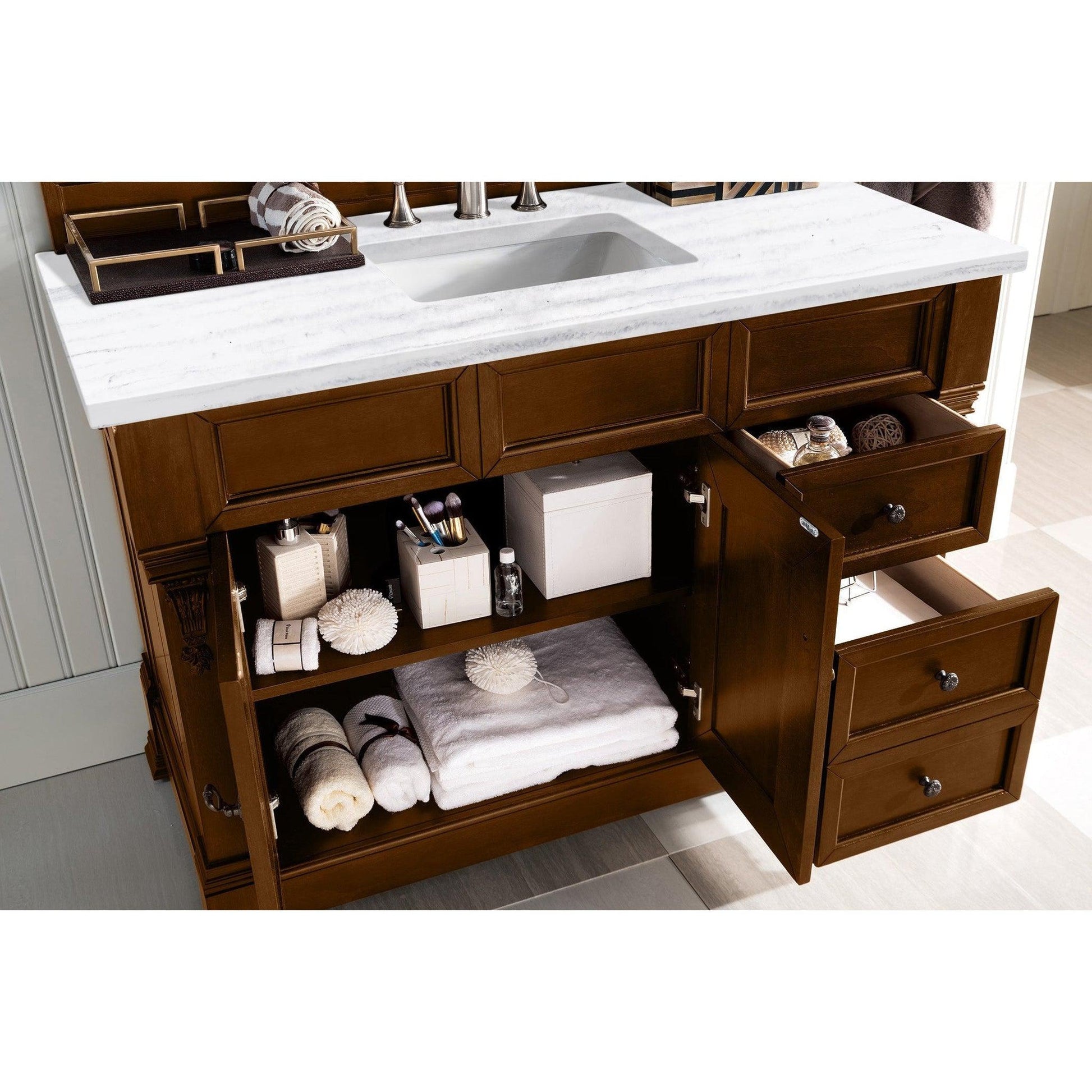 James Martin Vanities Brookfield 48" Country Oak Single Vanity With 3cm Arctic Fall Solid Surface Top