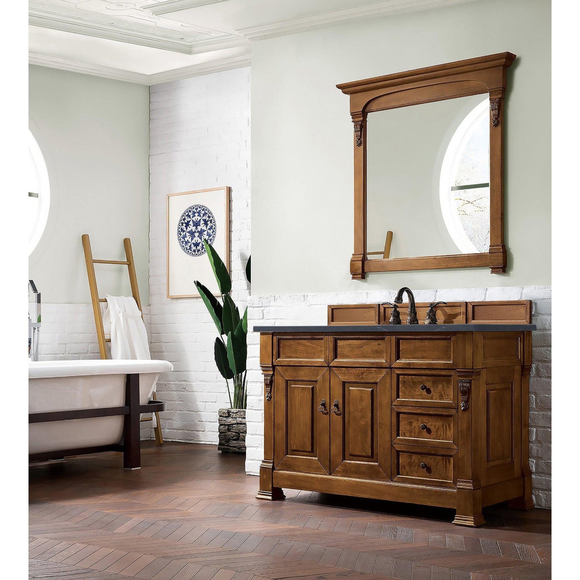 James Martin Vanities Brookfield 48" Country Oak Single Vanity With 3cm Charcoal Soapstone Quartz Top