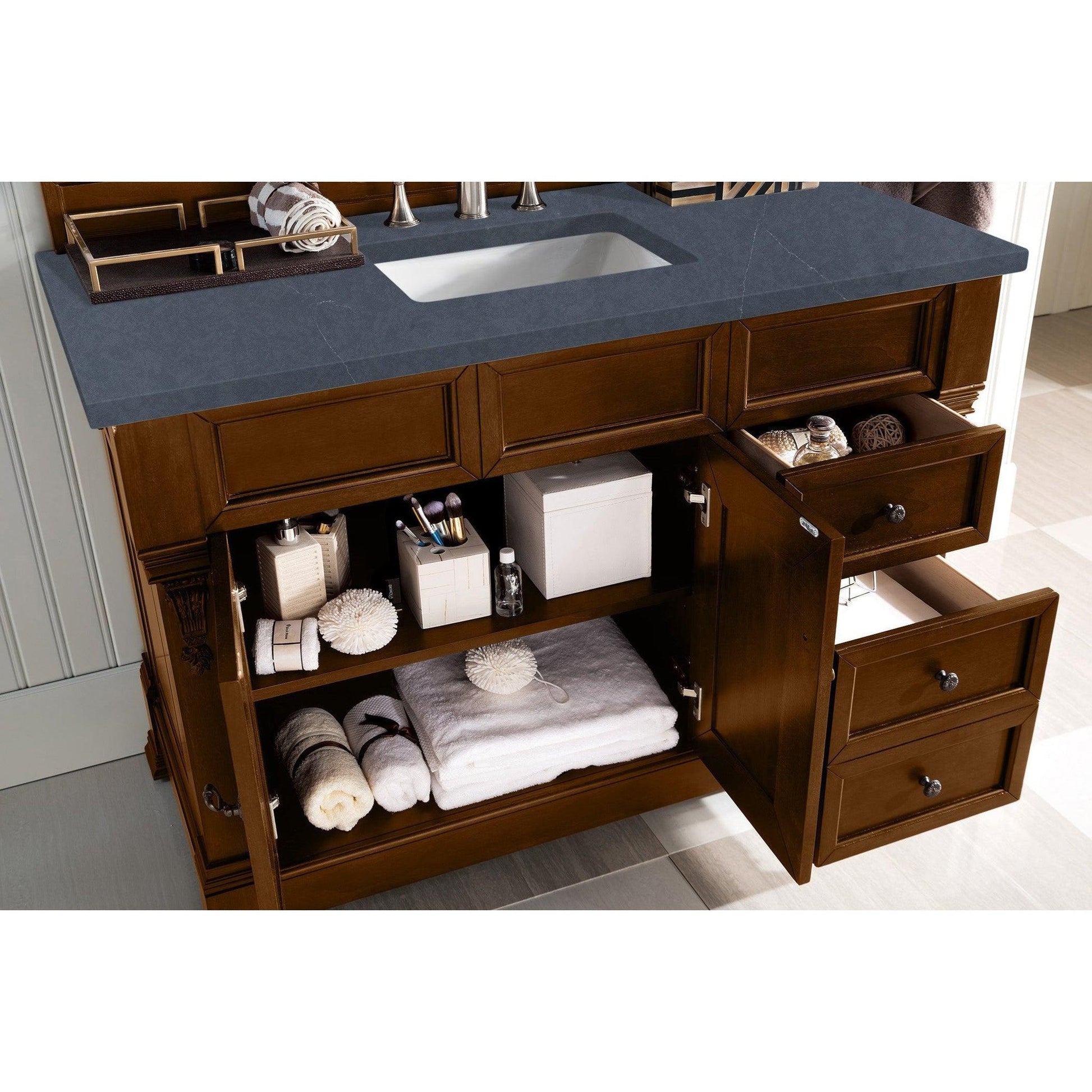 James Martin Vanities Brookfield 48" Country Oak Single Vanity With 3cm Charcoal Soapstone Quartz Top