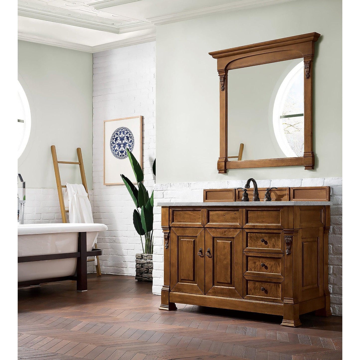 James Martin Vanities Brookfield 48" Country Oak Single Vanity With 3cm Eternal Serena Quartz Top