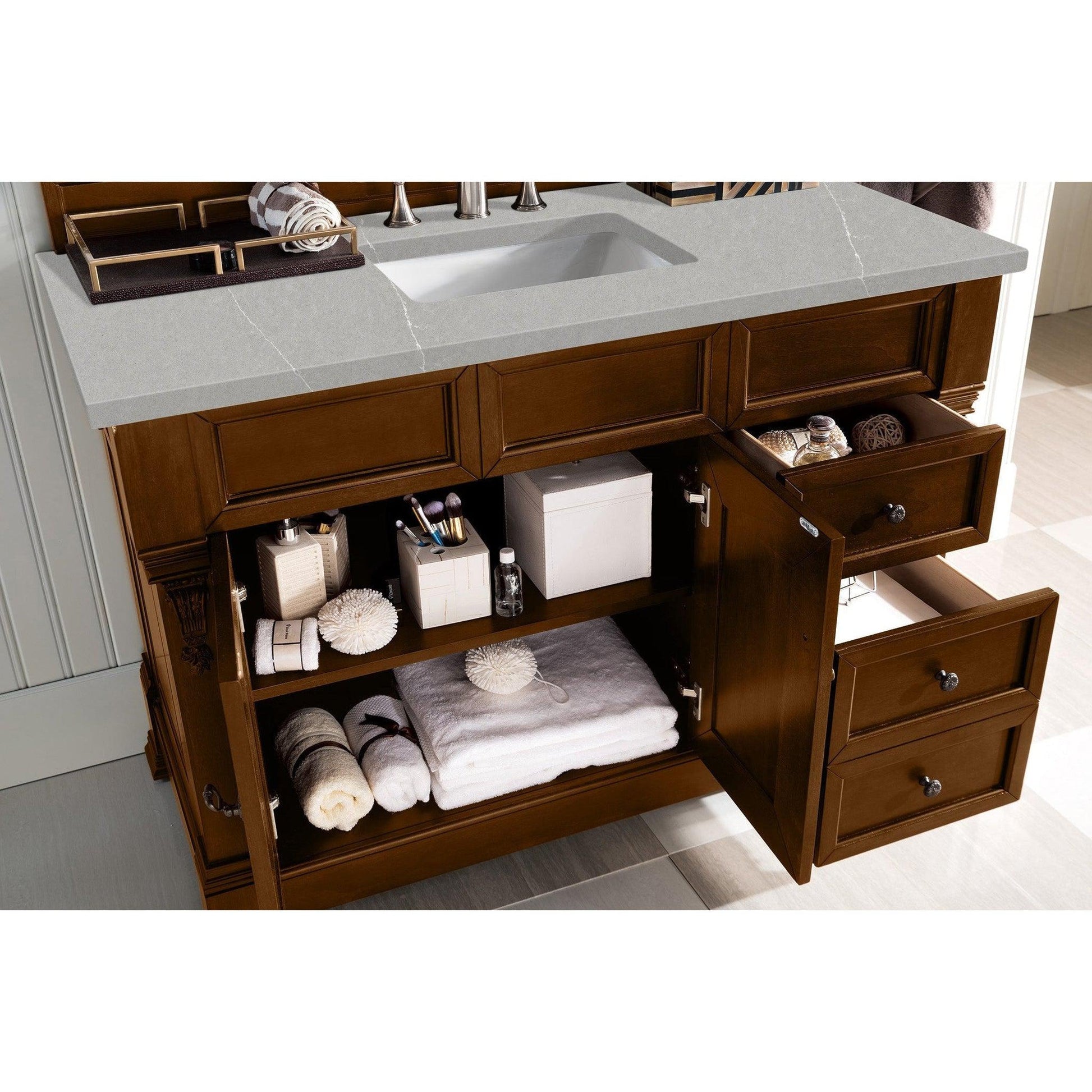 James Martin Vanities Brookfield 48" Country Oak Single Vanity With 3cm Eternal Serena Quartz Top