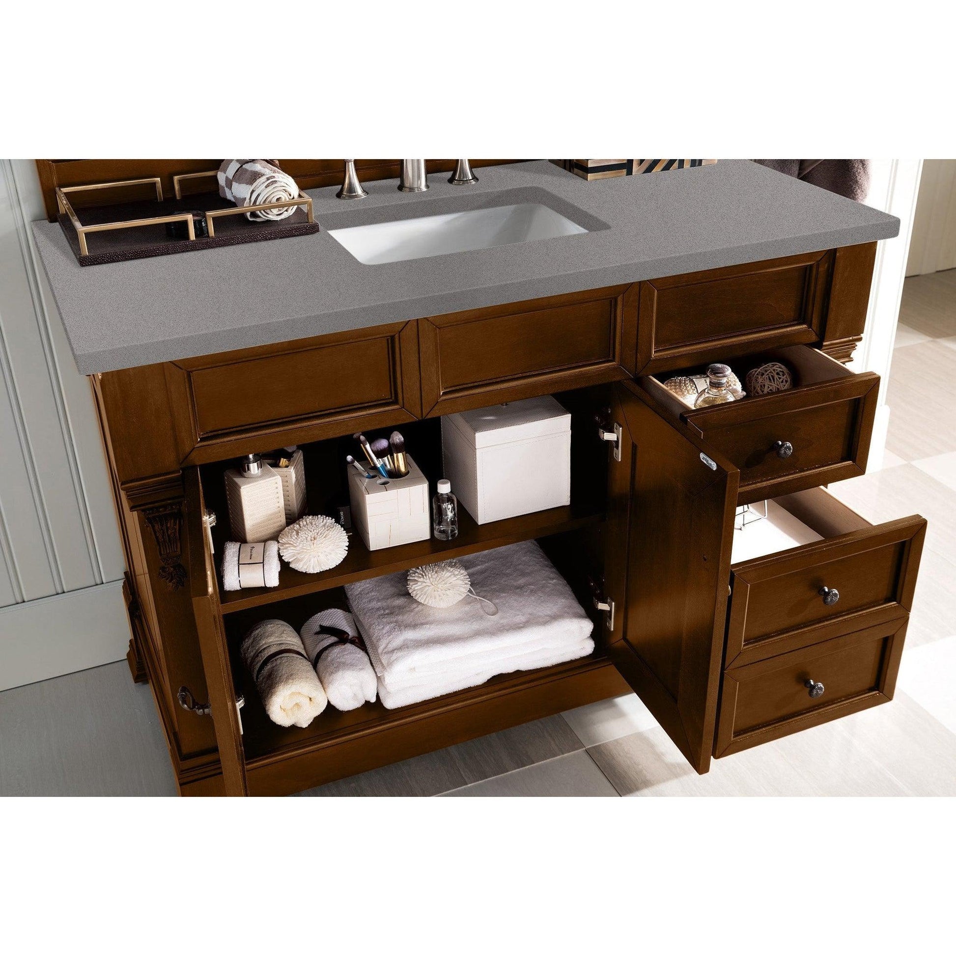 James Martin Vanities Brookfield 48" Country Oak Single Vanity With 3cm Grey Expo Quartz Top