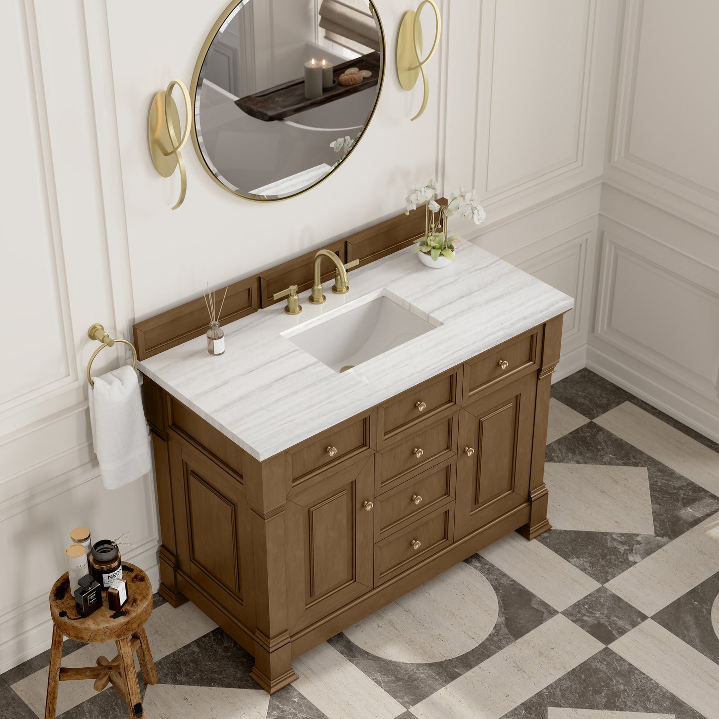 James Martin Vanities Brookfield 48" Honey Oak Single Vanity With 3cm Arctic Fall Solid Surface Top