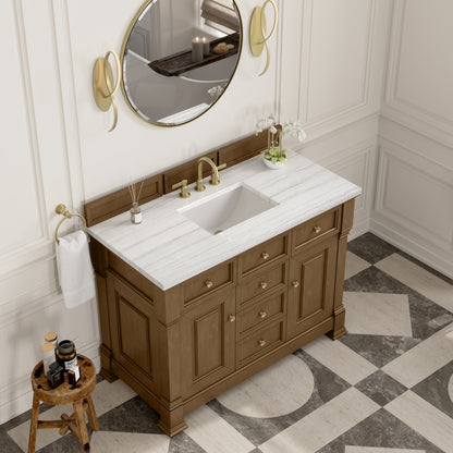 James Martin Vanities Brookfield 48" Honey Oak Single Vanity With 3cm Arctic Fall Solid Surface Top