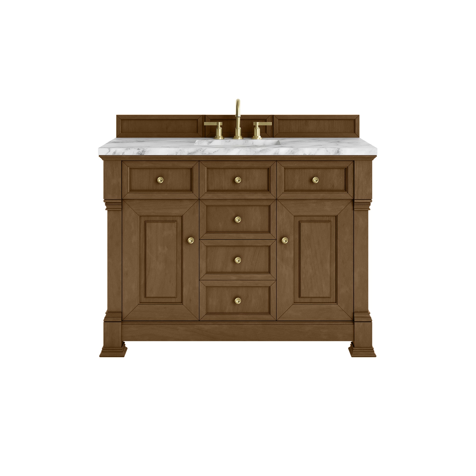 James Martin Vanities Brookfield 48" Honey Oak Single Vanity With 3cm Carrara White Marble Top
