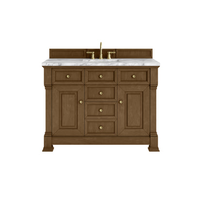 James Martin Vanities Brookfield 48" Honey Oak Single Vanity With 3cm Carrara White Marble Top