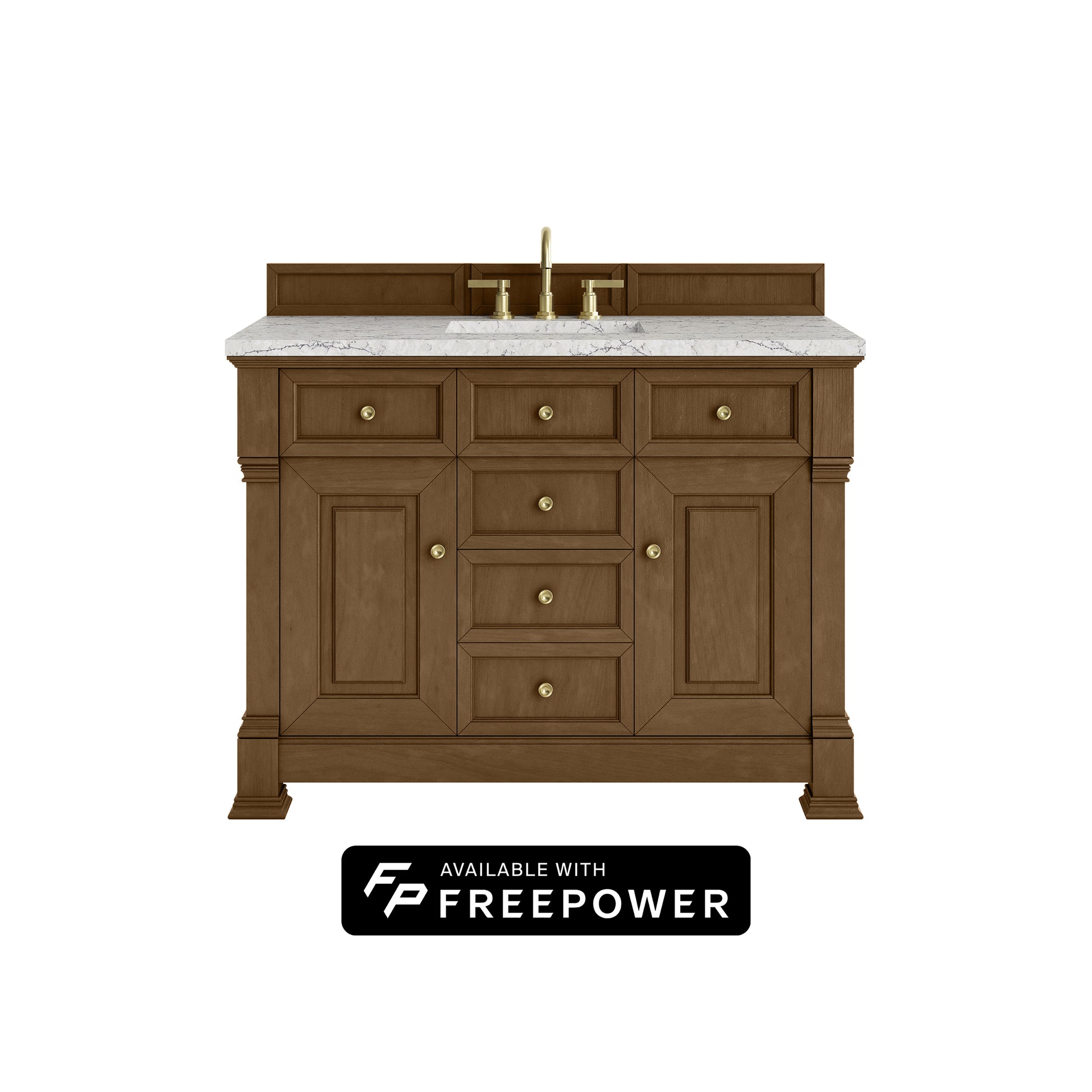 James Martin Vanities Brookfield 48" Honey Oak Single Vanity With 3cm Eternal Jasmine Pearl Silestone Top With FreePower Wireless Charger