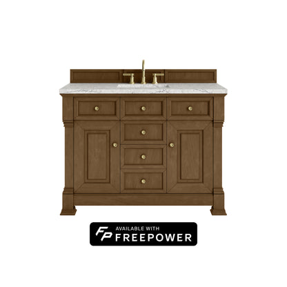 James Martin Vanities Brookfield 48" Honey Oak Single Vanity With 3cm Eternal Jasmine Pearl Silestone Top With FreePower Wireless Charger