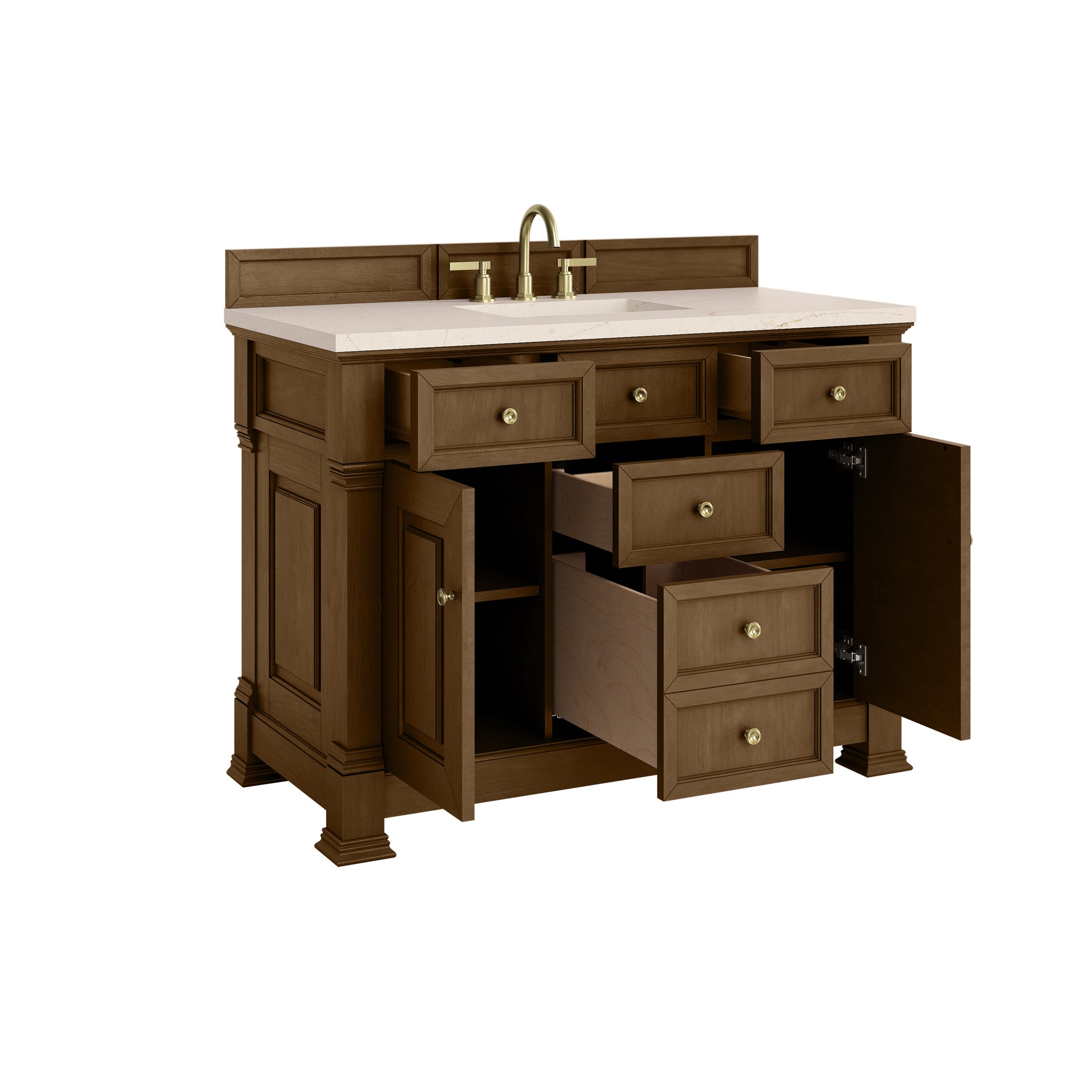 James Martin Vanities Brookfield 48" Honey Oak Single Vanity With 3cm Eternal Marfil Silestone Top