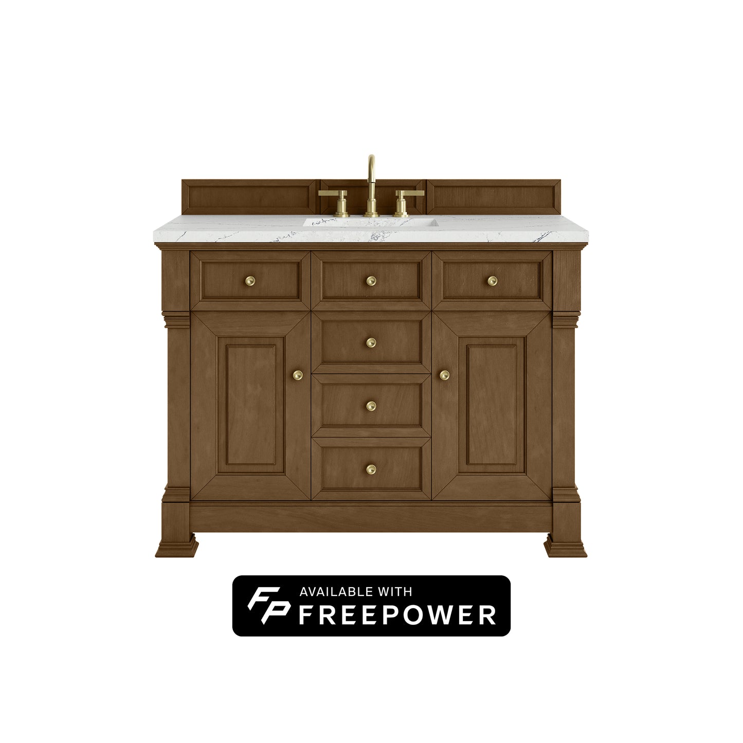 James Martin Vanities Brookfield 48" Honey Oak Single Vanity With 3cm Ethereal Noctis Silestone Top With FreePower Wireless Charger