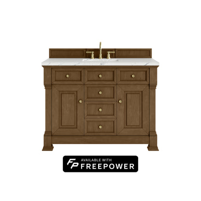 James Martin Vanities Brookfield 48" Honey Oak Single Vanity With 3cm Ethereal Noctis Silestone Top With FreePower Wireless Charger