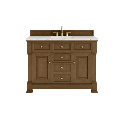 James Martin Vanities Brookfield 48" Honey Oak Single Vanity With 3cm Ethereal Noctis Silestone Top With FreePower Wireless Charger