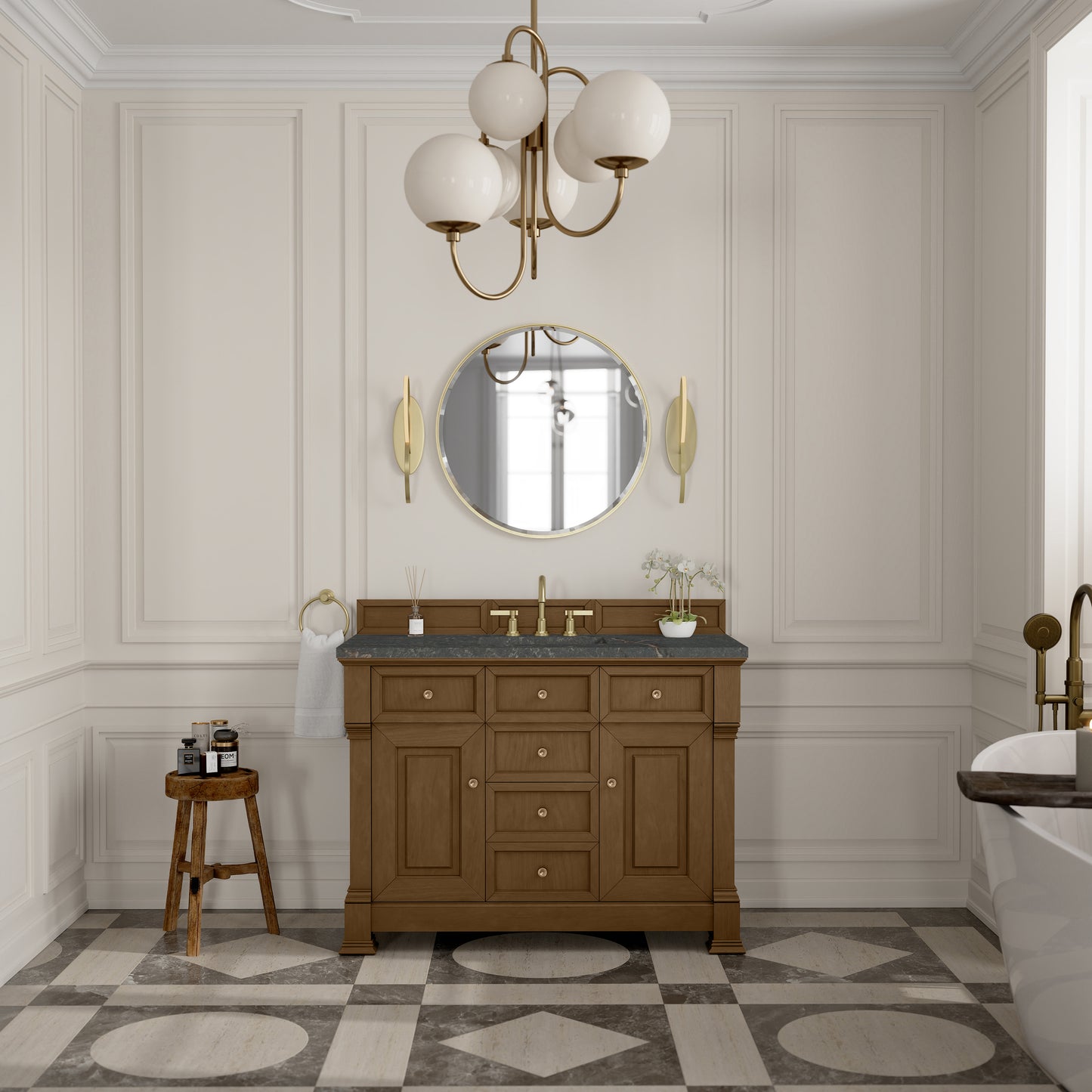 James Martin Vanities Brookfield 48" Honey Oak Single Vanity With 3cm Parisien Bleu Silestone Top