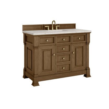 James Martin Vanities Brookfield 48" Honey Oak Single Vanity With 3cm Victorian Silver Silestone Top