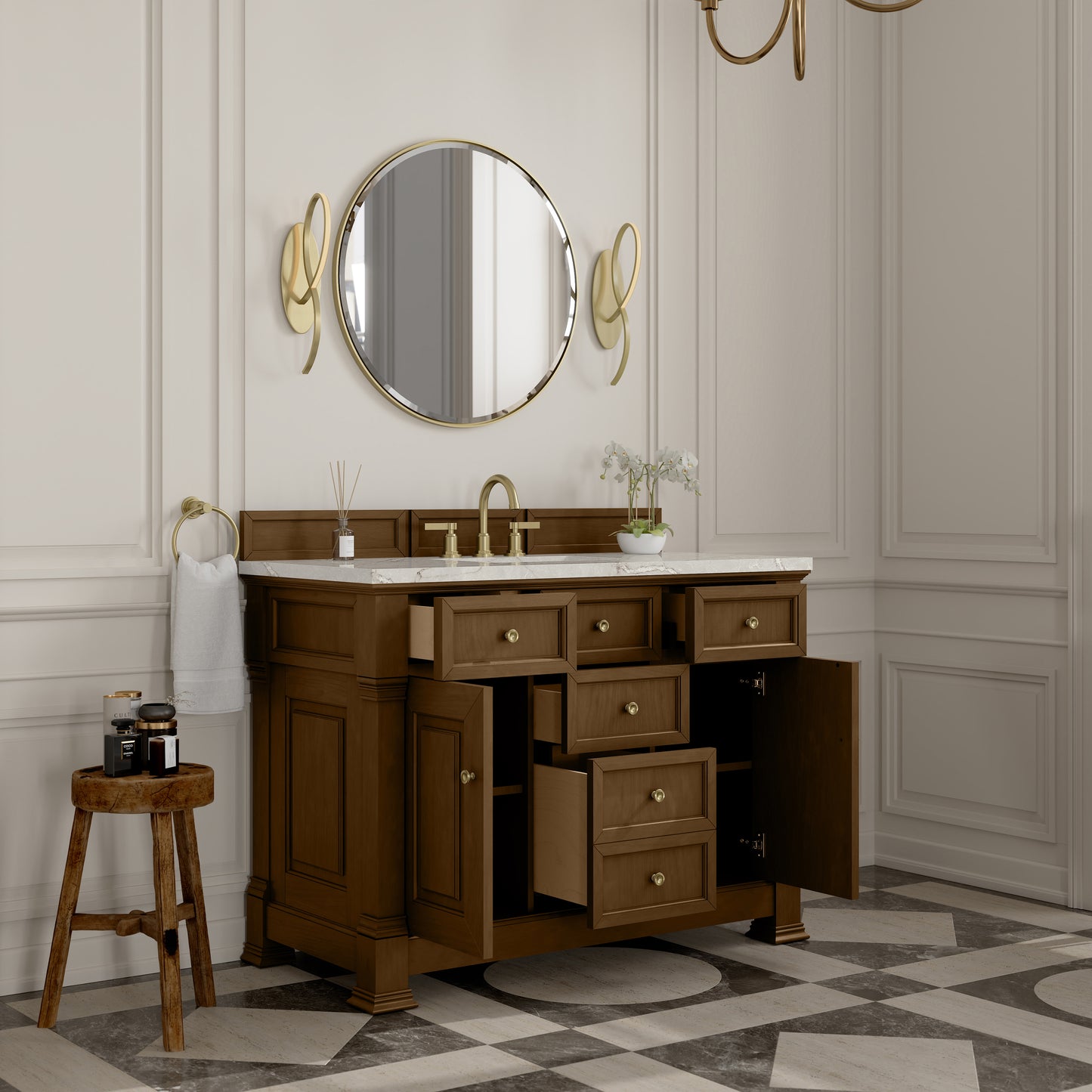 James Martin Vanities Brookfield 48" Honey Oak Single Vanity With 3cm Victorian Silver Silestone Top