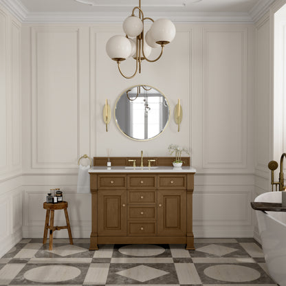 James Martin Vanities Brookfield 48" Honey Oak Single Vanity With 3cm White Zeus Silestone Top