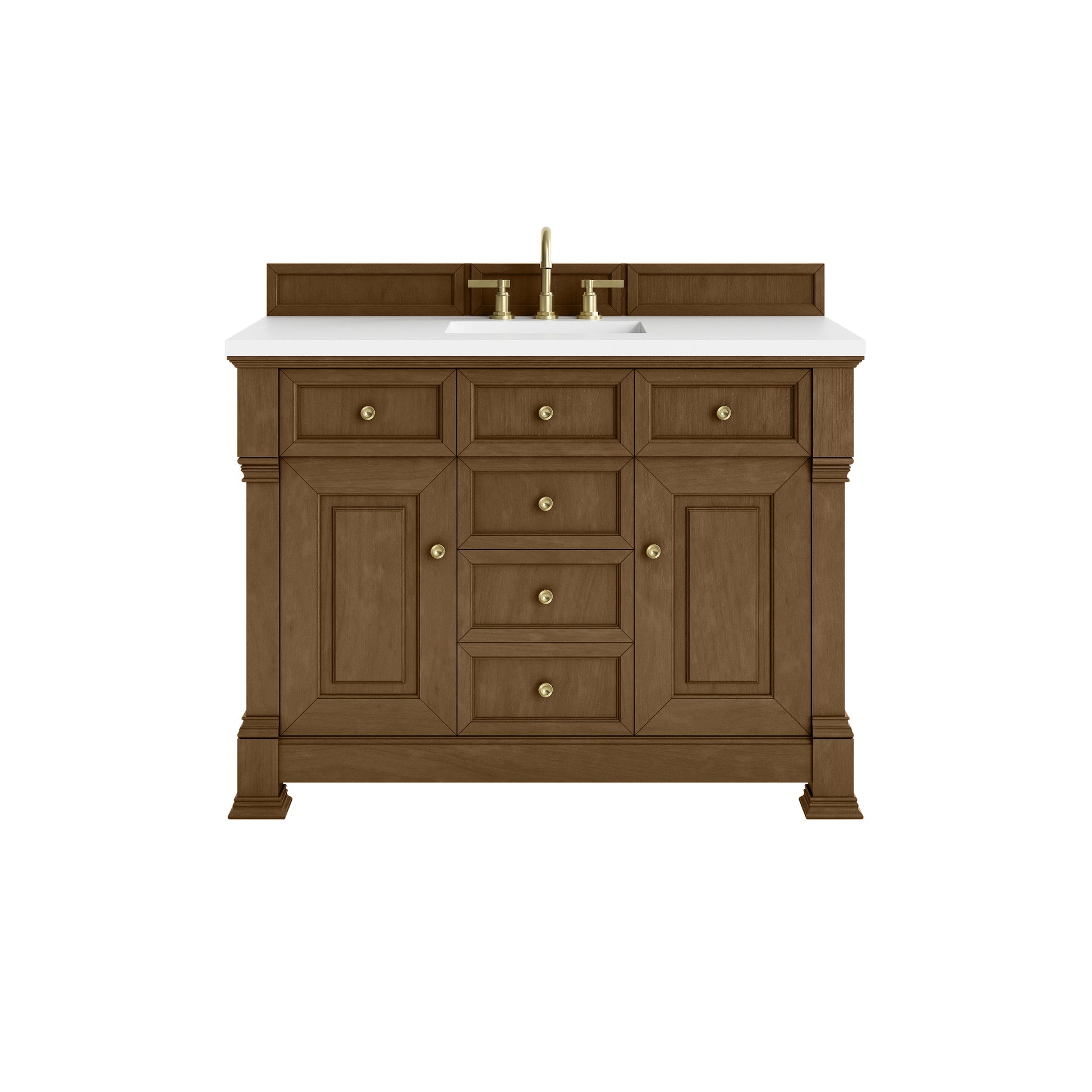 James Martin Vanities Brookfield 48" Honey Oak Single Vanity With 3cm White Zeus Silestone Top