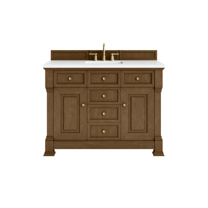 James Martin Vanities Brookfield 48" Honey Oak Single Vanity With 3cm White Zeus Silestone Top