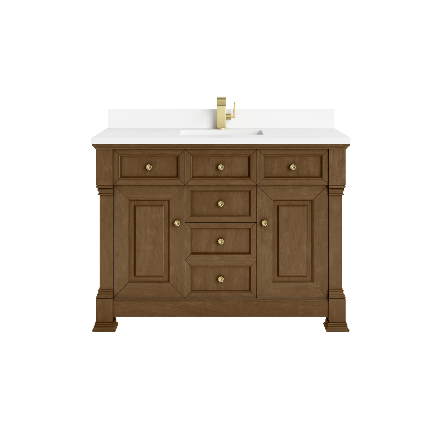 James Martin Vanities Brookfield 48" Honey Oak Single Vanity With Single Hole 3cm White Zeus Silestone Top and Backsplash
