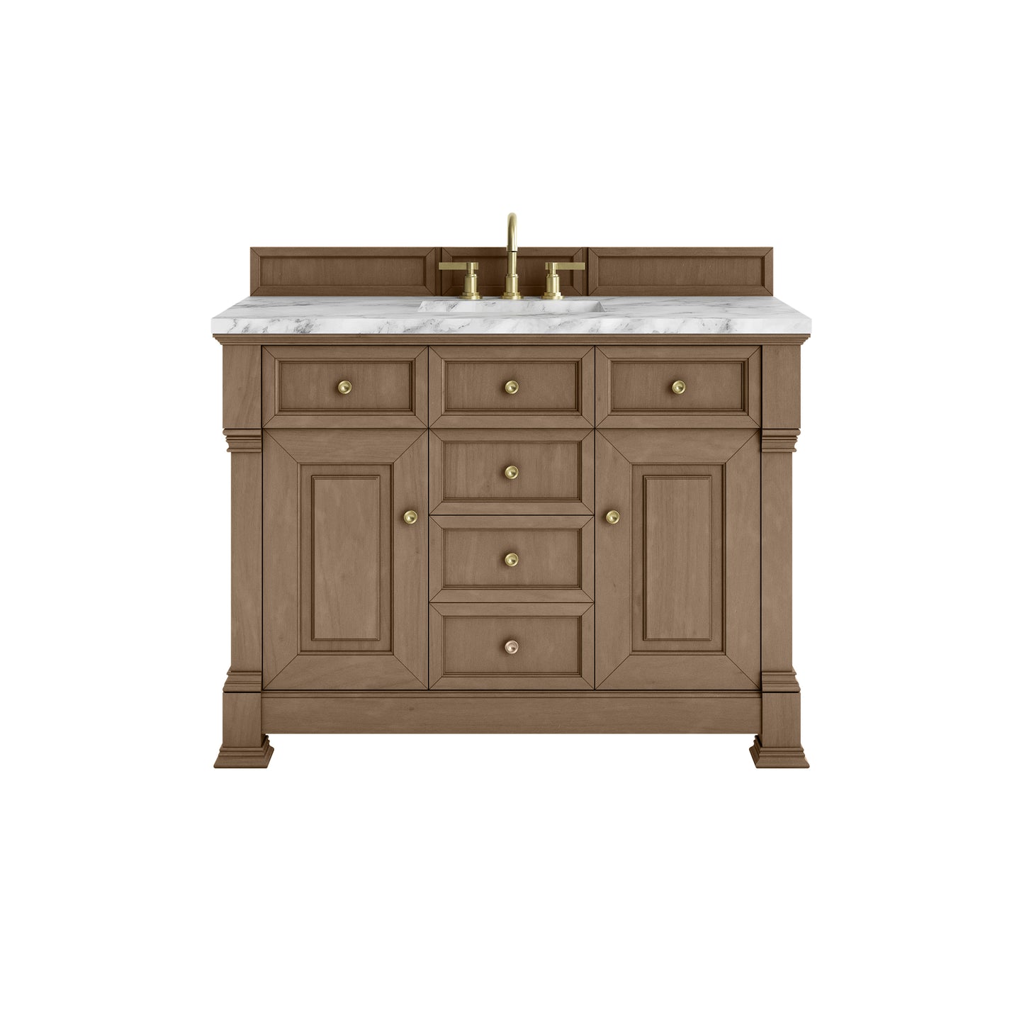 James Martin Vanities Brookfield 48" Pecan Single Vanity With 3cm Carrara White Marble Top