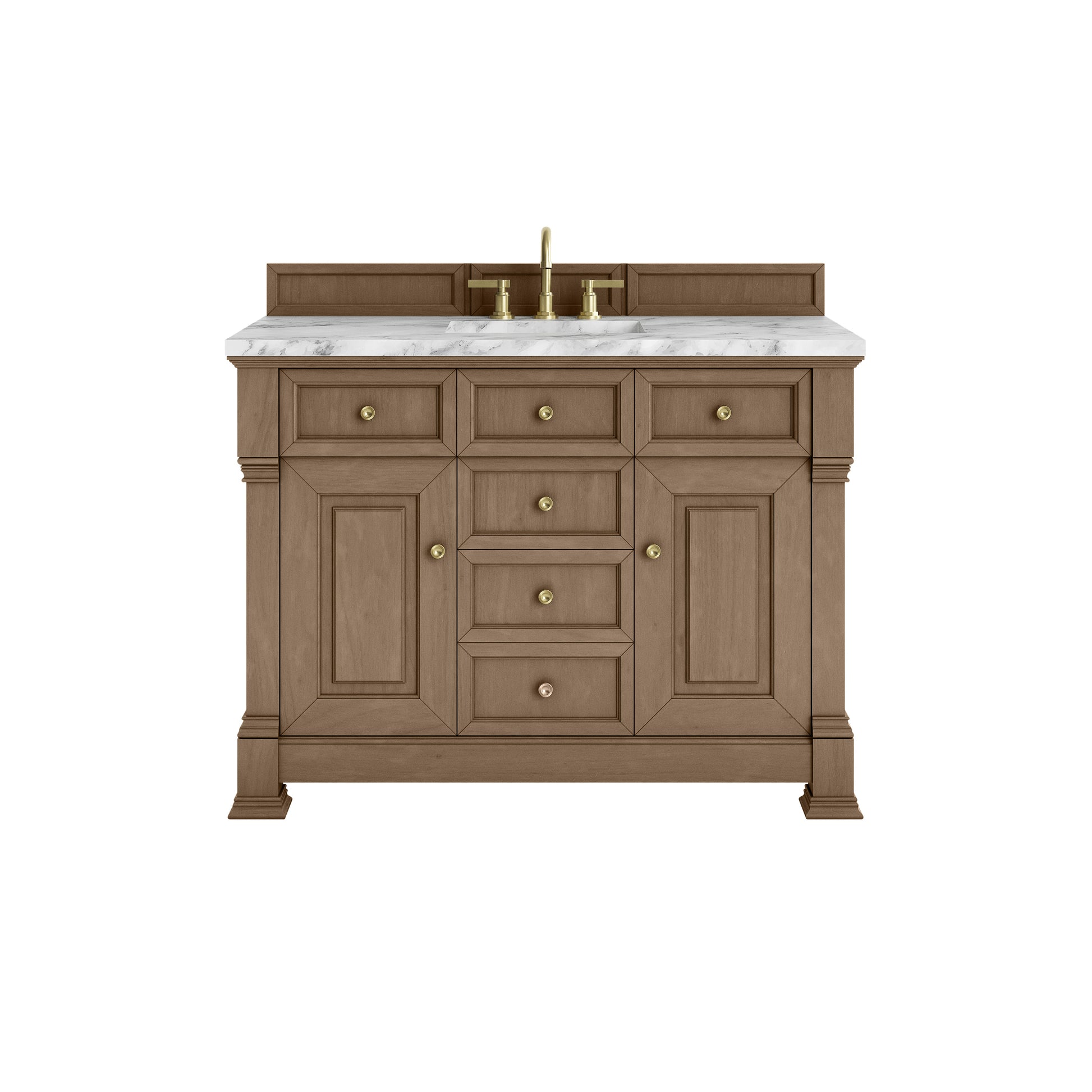 James Martin Vanities Brookfield 48" Pecan Single Vanity With 3cm Carrara White Marble Top