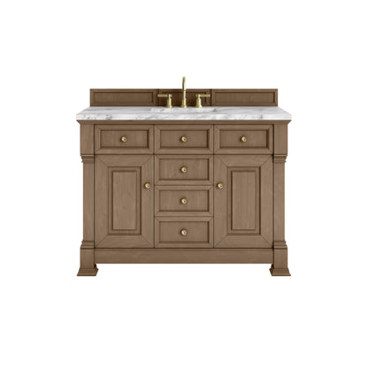 James Martin Vanities Brookfield 48" Pecan Single Vanity With 3cm Carrara White Marble Top