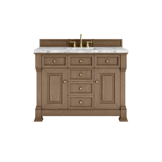James Martin Vanities Brookfield 48" Pecan Single Vanity With 3cm Carrara White Marble Top