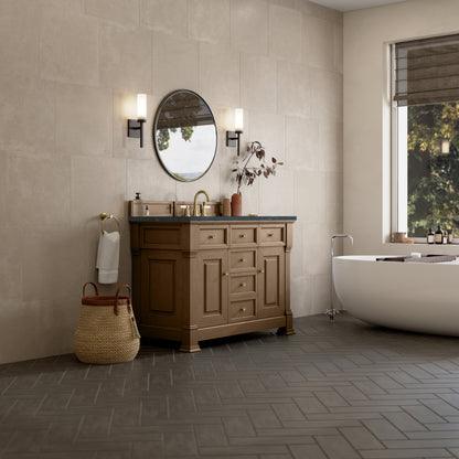 James Martin Vanities Brookfield 48" Pecan Single Vanity With 3cm Charcoal Soapstone Silestone Top