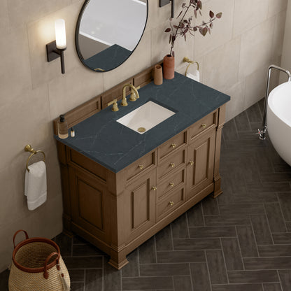 James Martin Vanities Brookfield 48" Pecan Single Vanity With 3cm Charcoal Soapstone Silestone Top