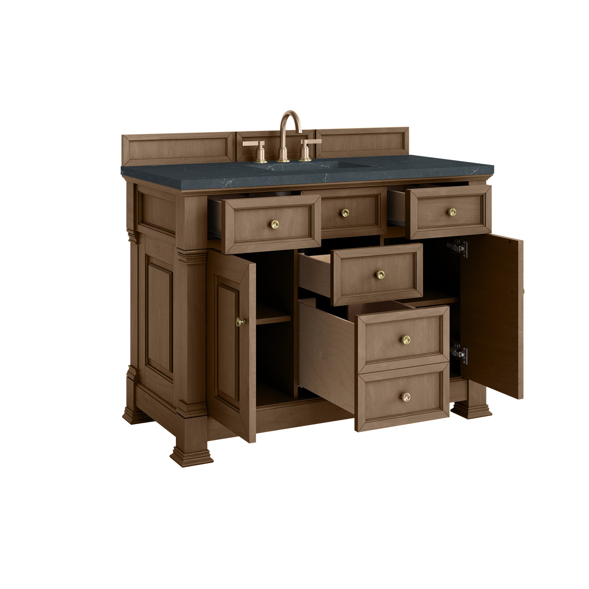 James Martin Vanities Brookfield 48" Pecan Single Vanity With 3cm Charcoal Soapstone Silestone Top