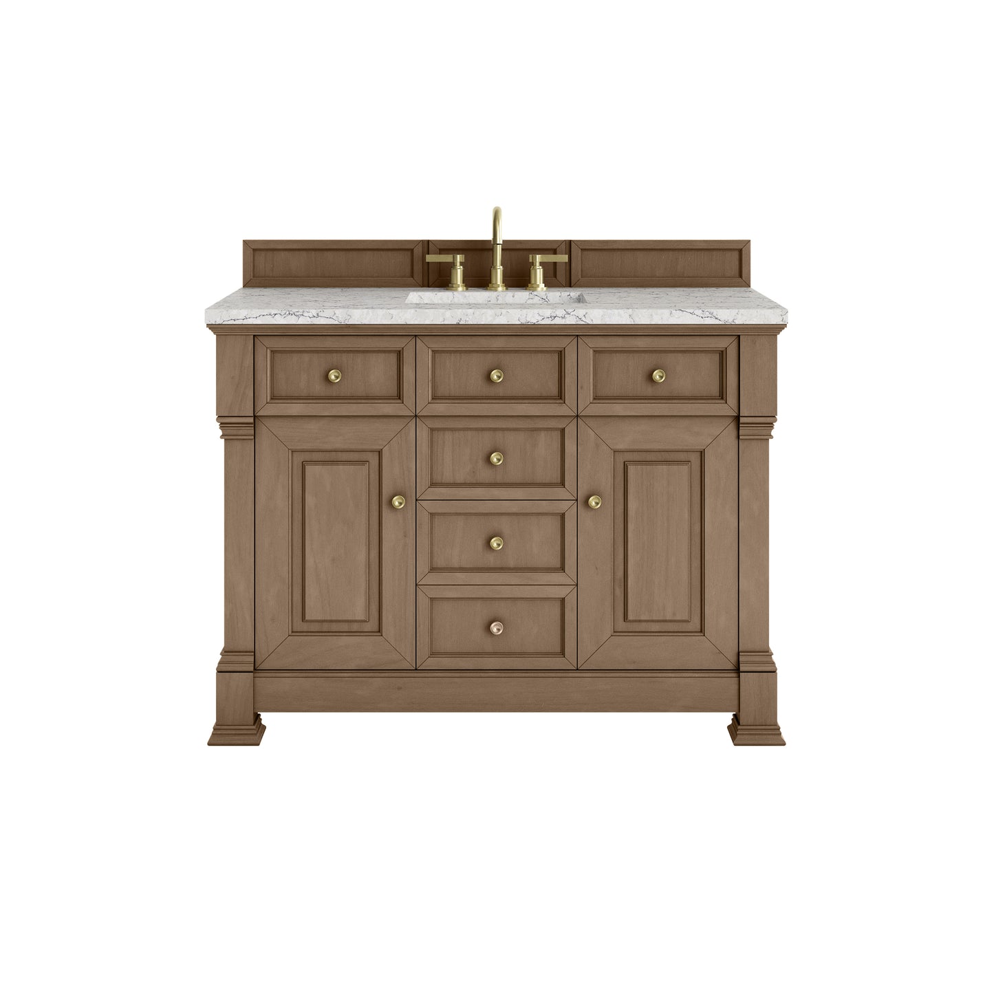 James Martin Vanities Brookfield 48" Pecan Single Vanity With 3cm Eternal Jasmine Pearl Silestone Top