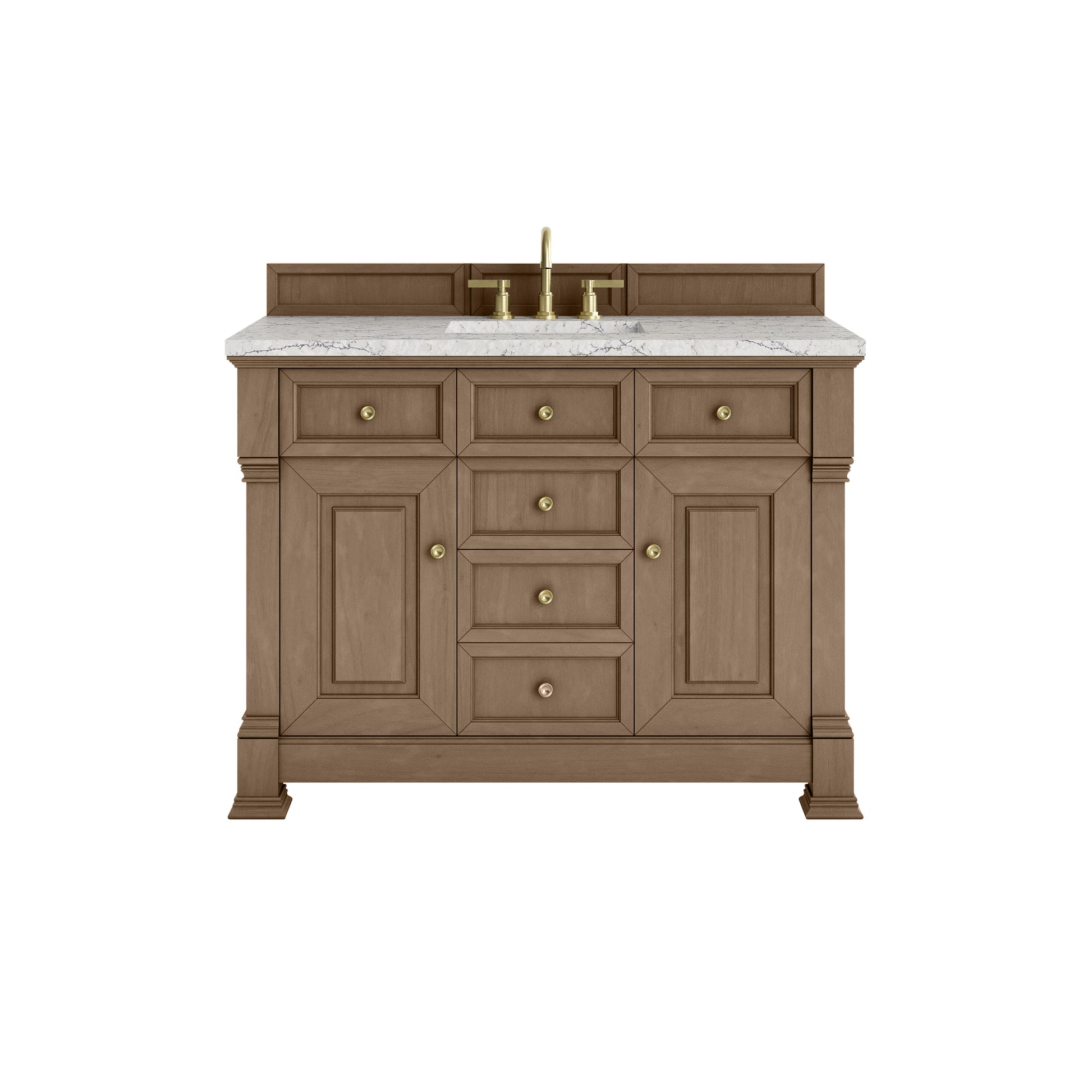 James Martin Vanities Brookfield 48" Pecan Single Vanity With 3cm Eternal Jasmine Pearl Silestone Top
