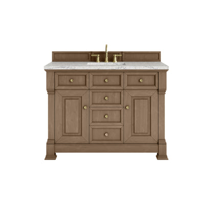 James Martin Vanities Brookfield 48" Pecan Single Vanity With 3cm Eternal Jasmine Pearl Silestone Top