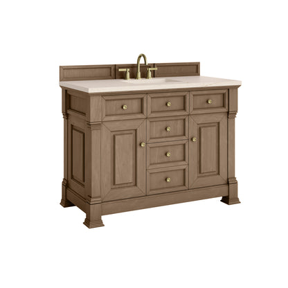 James Martin Vanities Brookfield 48" Pecan Single Vanity With 3cm Eternal Marfil Silestone Top