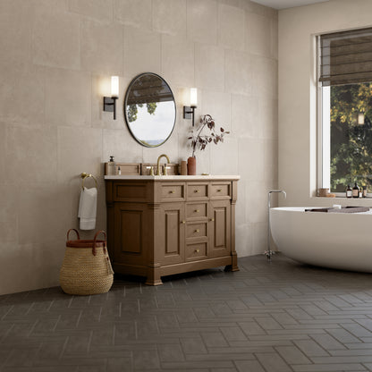 James Martin Vanities Brookfield 48" Pecan Single Vanity With 3cm Eternal Marfil Silestone Top