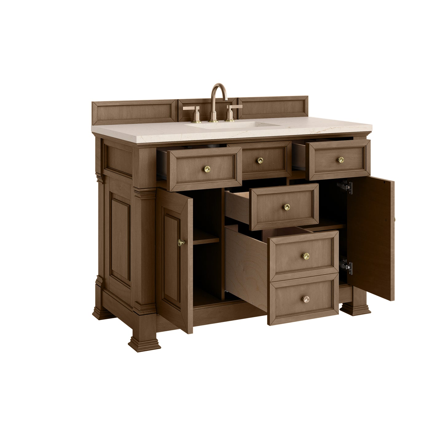 James Martin Vanities Brookfield 48" Pecan Single Vanity With 3cm Eternal Marfil Silestone Top