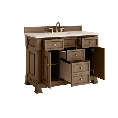 James Martin Vanities Brookfield 48" Pecan Single Vanity With 3cm Eternal Marfil Silestone Top