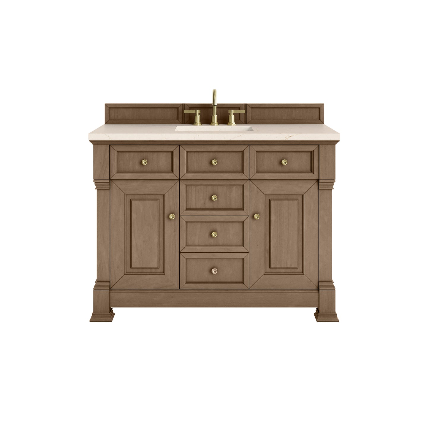 James Martin Vanities Brookfield 48" Pecan Single Vanity With 3cm Eternal Marfil Silestone Top
