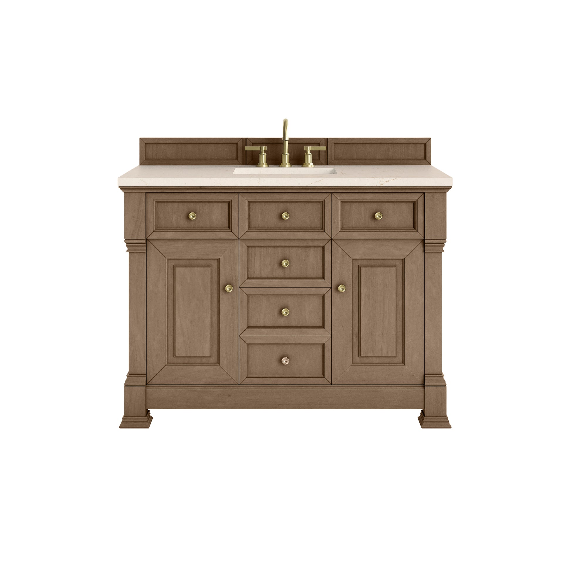 James Martin Vanities Brookfield 48" Pecan Single Vanity With 3cm Eternal Marfil Silestone Top