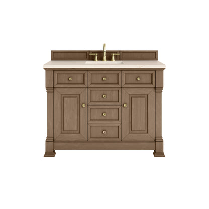 James Martin Vanities Brookfield 48" Pecan Single Vanity With 3cm Eternal Marfil Silestone Top
