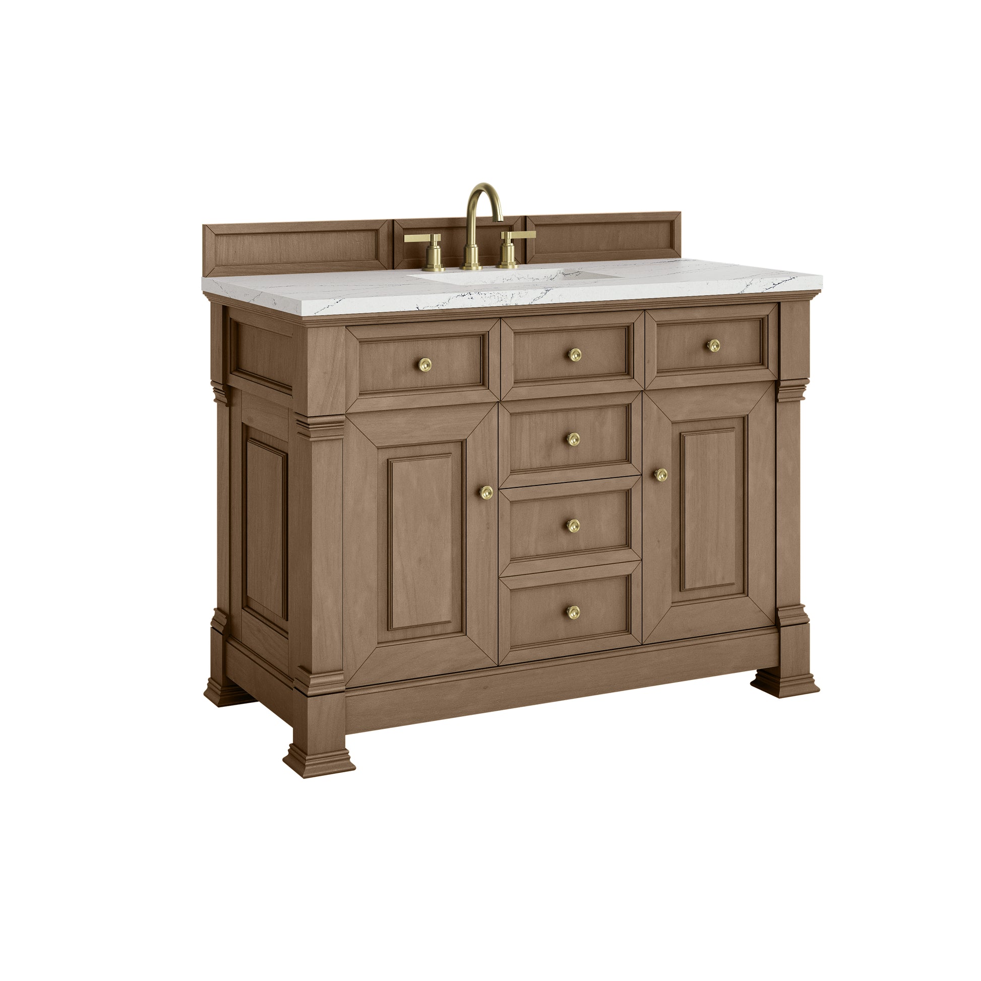 James Martin Vanities Brookfield 48" Pecan Single Vanity With 3cm Ethereal Noctis Silestone Top