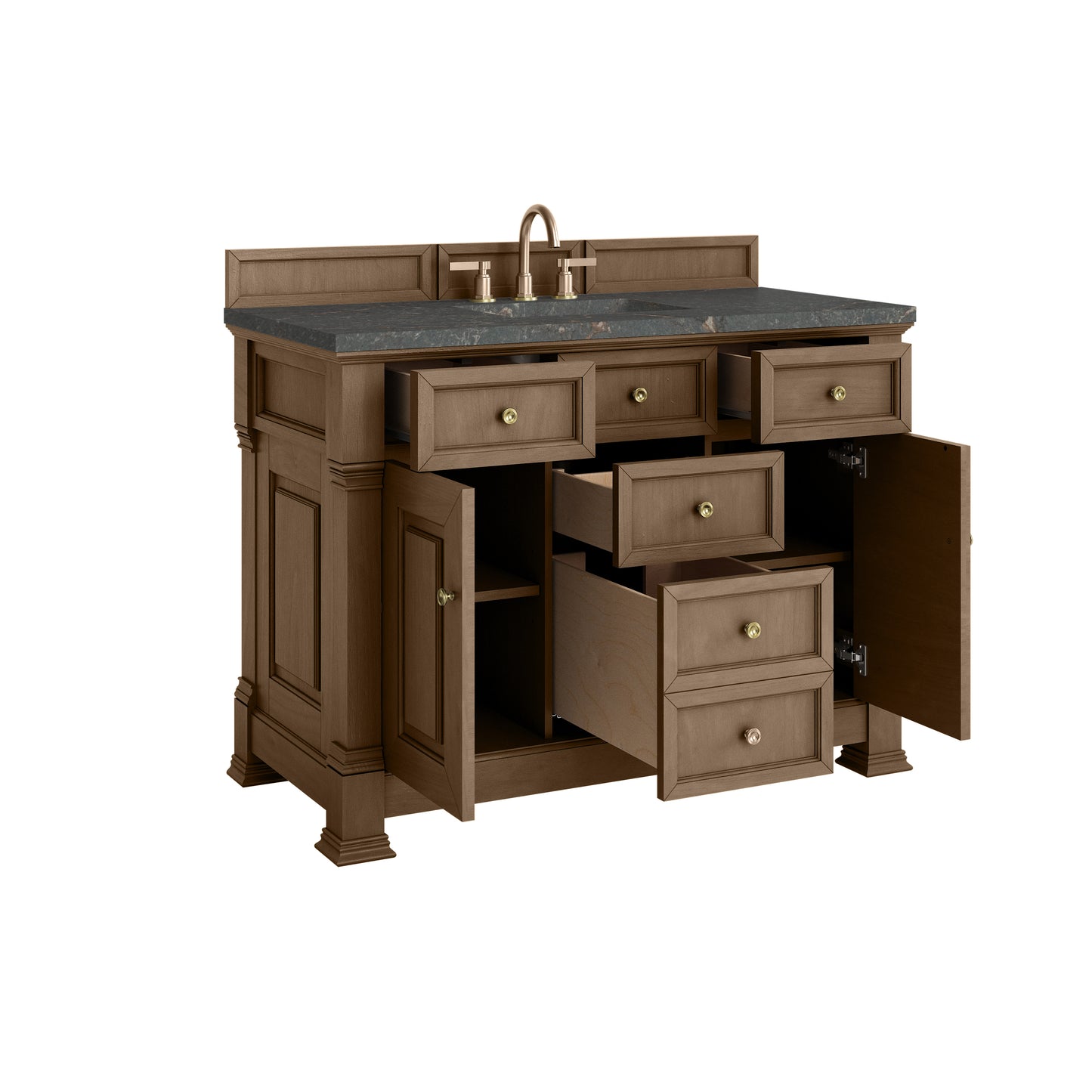 James Martin Vanities Brookfield 48" Pecan Single Vanity With 3cm Parisien Bleu Silestone Top