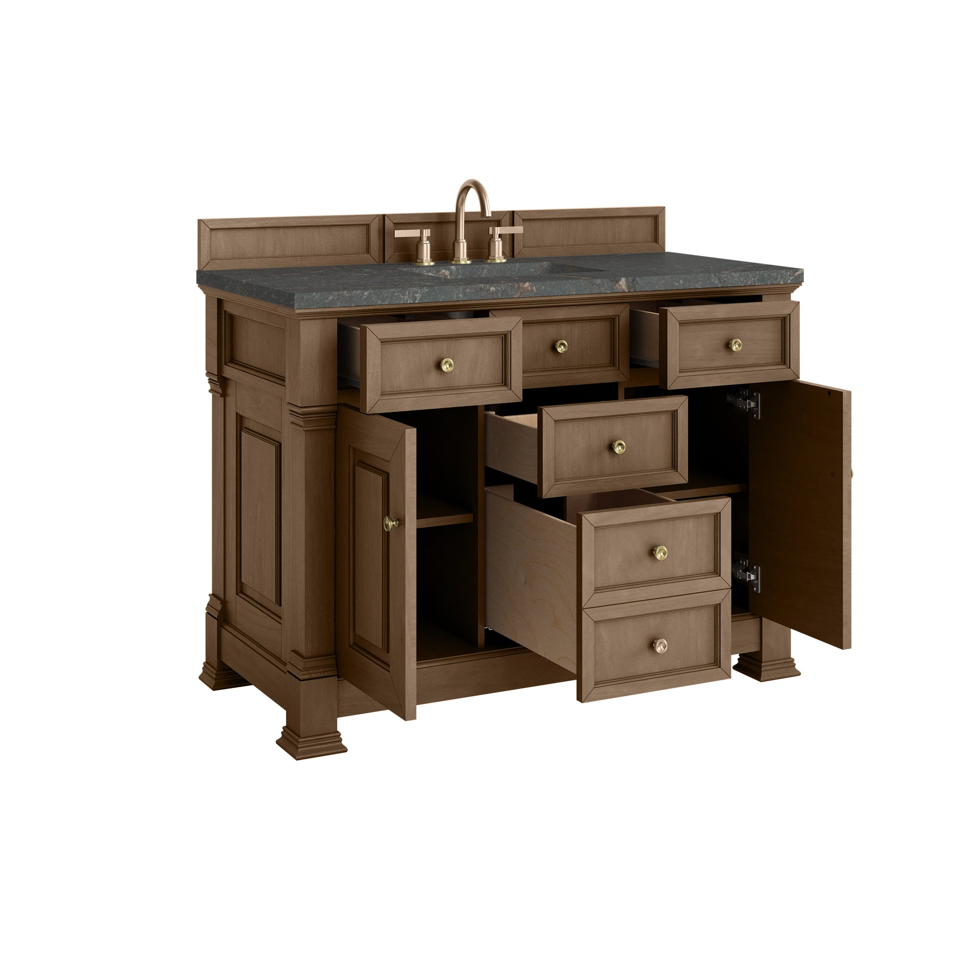 James Martin Vanities Brookfield 48" Pecan Single Vanity With 3cm Parisien Bleu Silestone Top