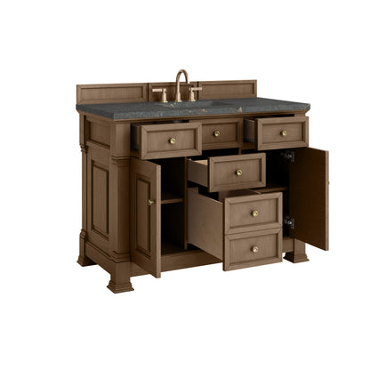 James Martin Vanities Brookfield 48" Pecan Single Vanity With 3cm Parisien Bleu Silestone Top