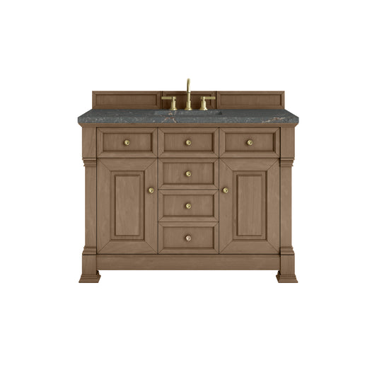 James Martin Vanities Brookfield 48" Pecan Single Vanity With 3cm Parisien Bleu Silestone Top