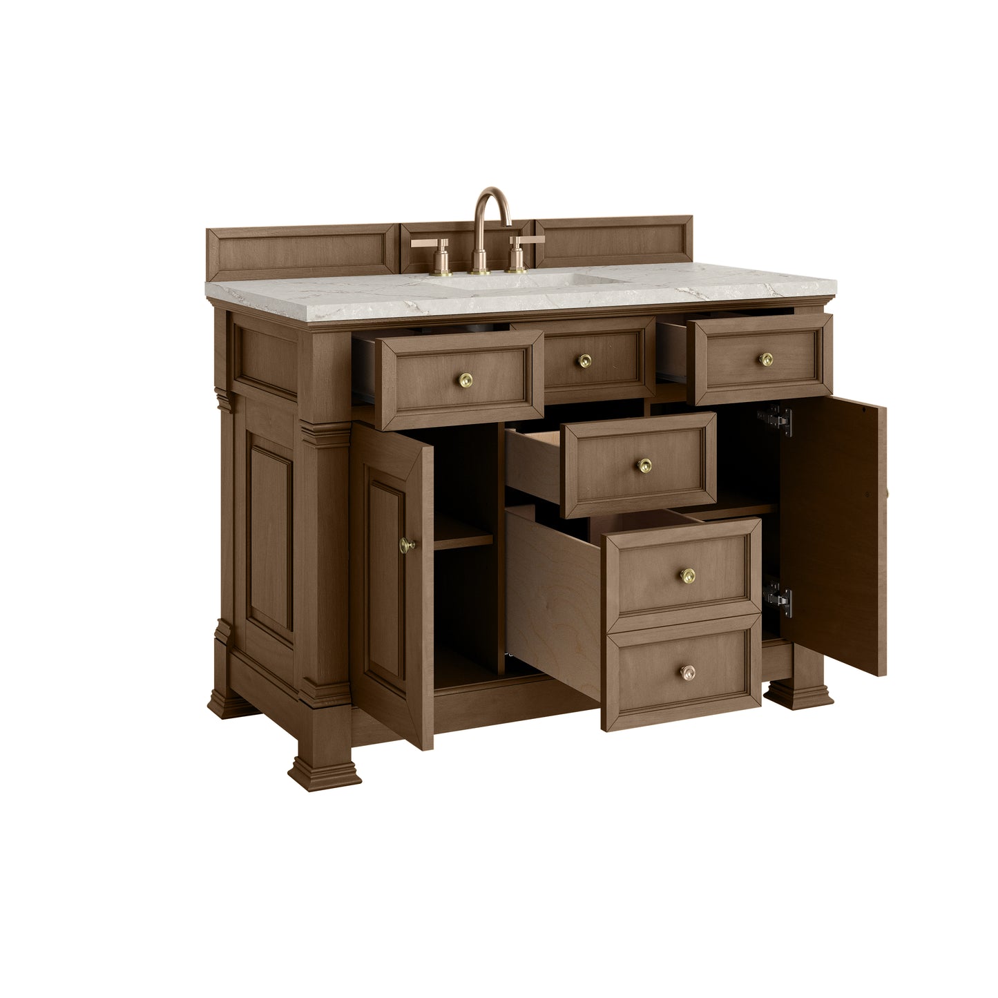 James Martin Vanities Brookfield 48" Pecan Single Vanity With 3cm Victorian Silver Silestone Top