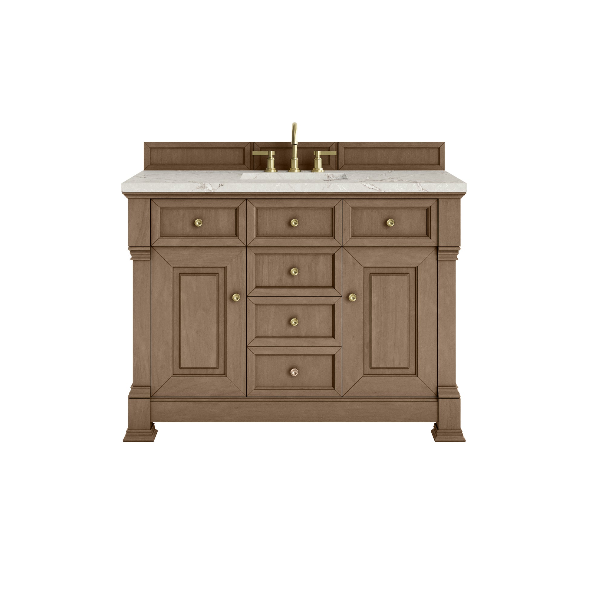 James Martin Vanities Brookfield 48" Pecan Single Vanity With 3cm Victorian Silver Silestone Top
