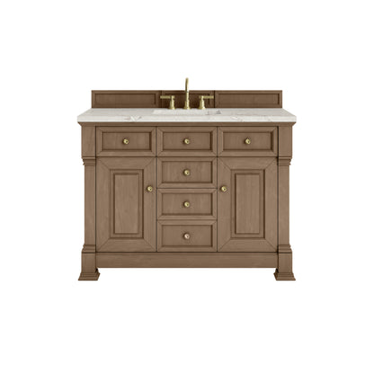 James Martin Vanities Brookfield 48" Pecan Single Vanity With 3cm Victorian Silver Silestone Top