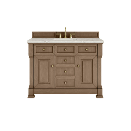 James Martin Vanities Brookfield 48" Pecan Single Vanity With 3cm Victorian Silver Silestone Top